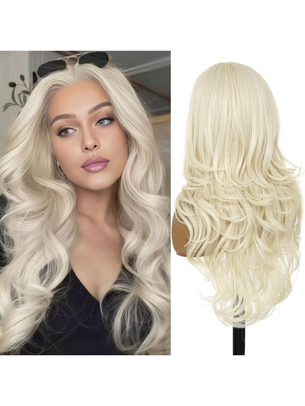 Women's Platinum Blonde Heat Resistant Synthetic Layered Modern Long Wavy Wigs